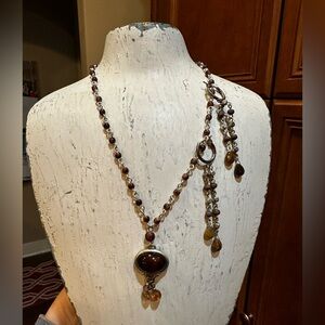 Elegant Brown Beaded Necklace & Earring Set